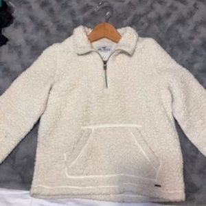 White Sherpa half-zip Jacket